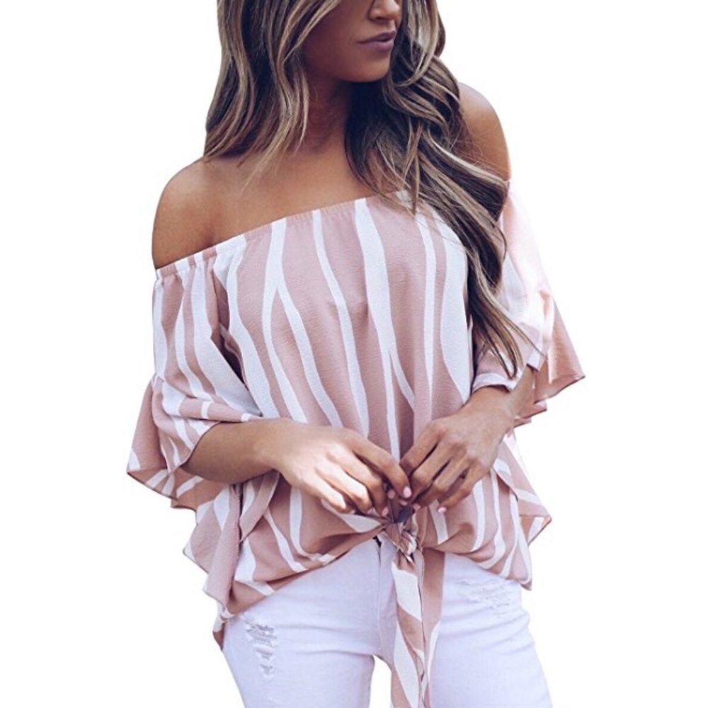 💋Womens Striped Off the Shoulder Top💋